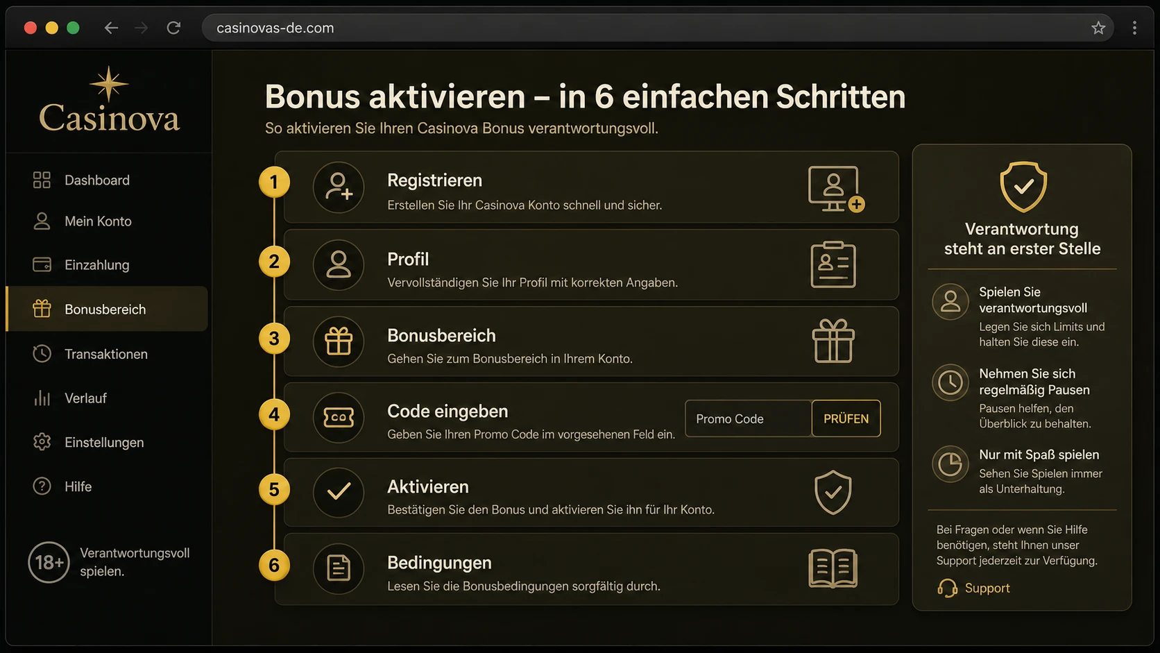 So erhalten Sie einen Casinova Bonus