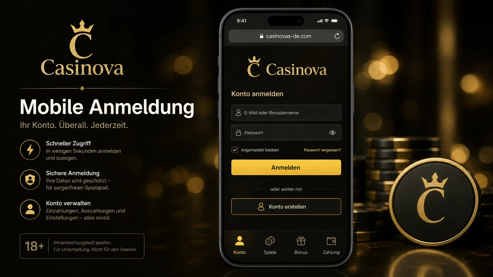 Casinova App Login und mobile Nutzung