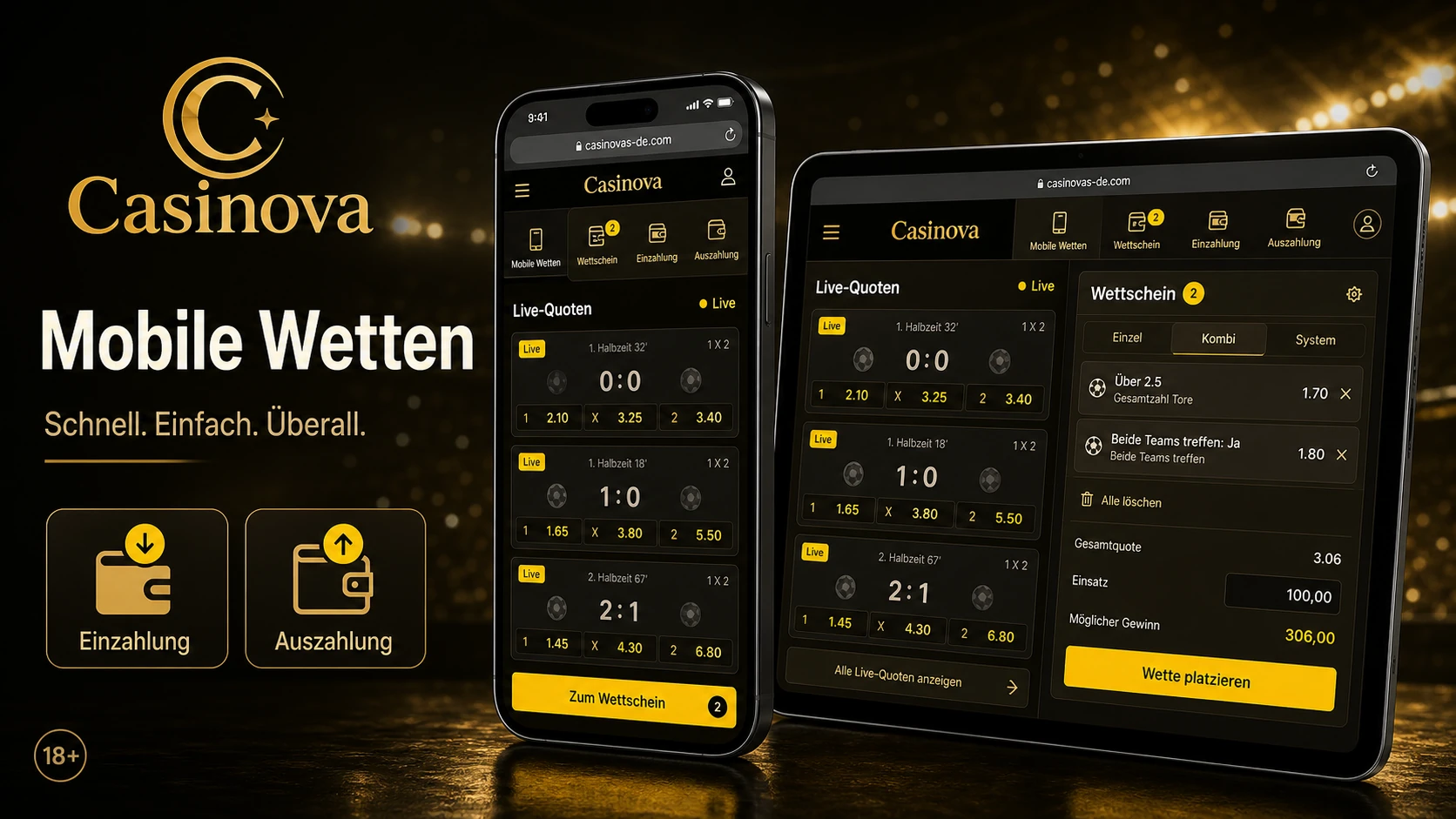 Mobile Sportwetten mit der Casinova App